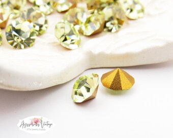 ss28 Jonquil Preciosa Optima Crystal Rhinestones, 6mm Czech Glass Loose Chatons Gold Foiled Backs Jewelry Repair - 10