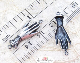 Antiqued Silver Victorian Gloved Hand Connector, Edwardian