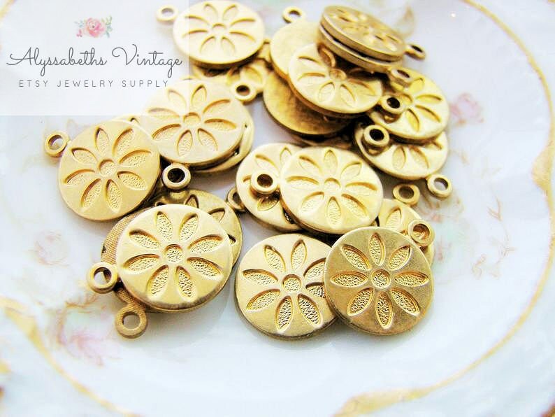 Brass Daisy Flower Embossed Round Charms for Resin Blanks Etsy