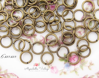 Antique Brass 6mm Round 20 Gauge Open Jump Rings Brass Ox Set of 50