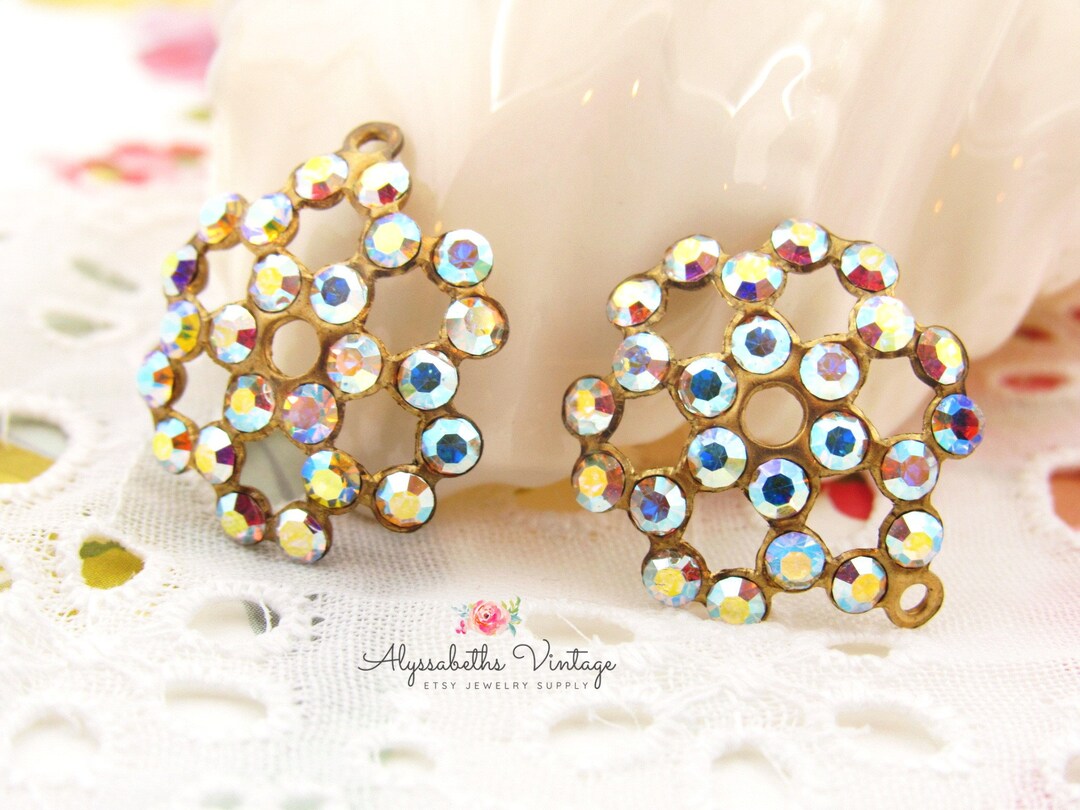 AB Crystal Rhinestone Flower Cluster Earring Dangle, Floral Austrian ...