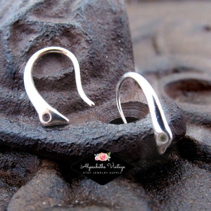 Elegant & Simple Shiny Silver Plated Cast Brass Earwires, Earring Hook Findings 13mm Tall – 2 Pairs