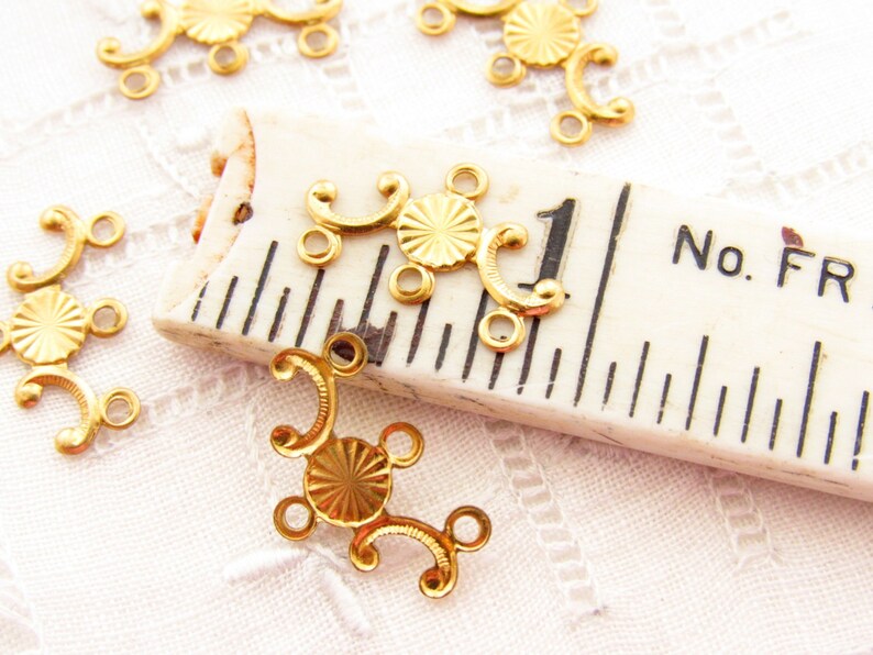 Petite Brass Scroll Chandelier Earring Findings Embossed Etsy