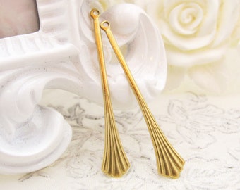 Delicate Long Flared Raw Brass Earring Dangle, Modern Elongated Brass Stamping Finding 43x7mm – 4