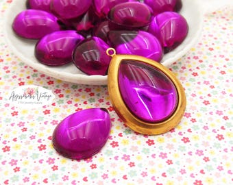 Transparent 25x18mm Amythyst Teardrop Plastic Jewels, Vintage Purple Flat Back Acrylic Pear Cabochons - 4