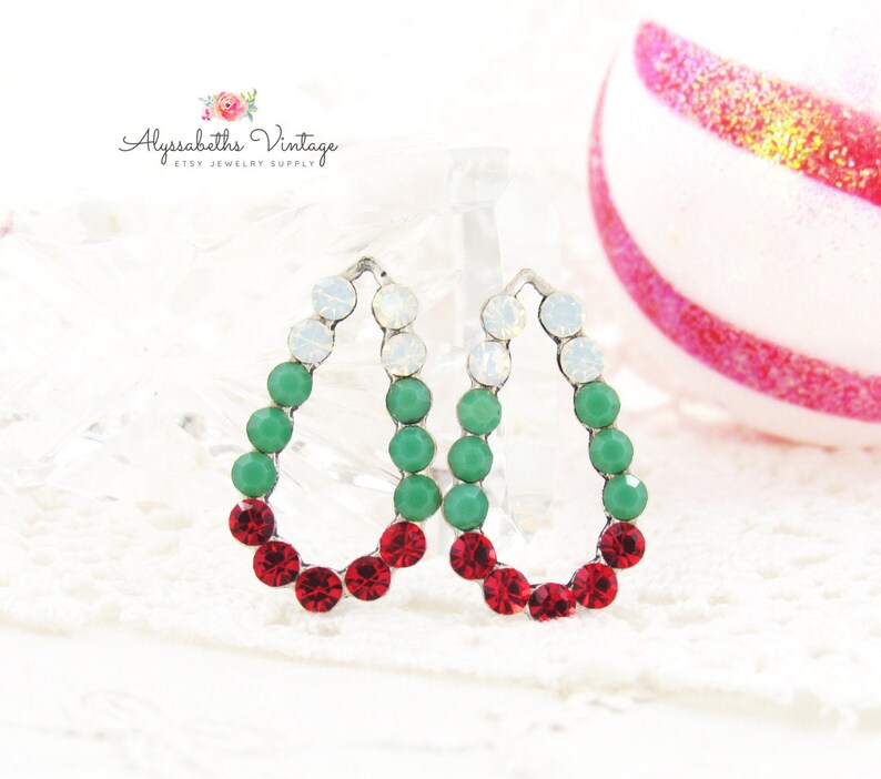 Swarovski Holiday Sparkle White Opal Apple Green & Ruby Red image 0