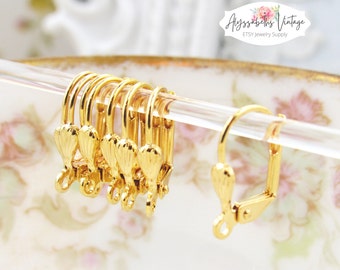 Boucles d'oreilles dormeuses en plaqué or 18 carats, boucles d'oreilles dormeuses fantaisie en or - 12