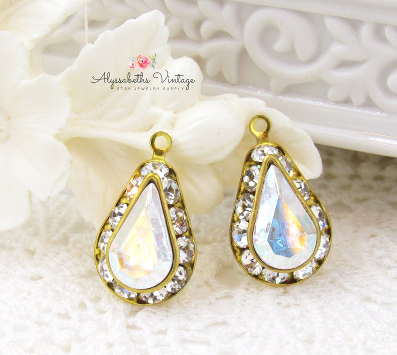 Colorful Austrian Rhinestone Teardrop Earring Dangles 21x13mm Etsy UK