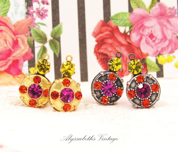 Romantc Orecchn Lungh D Vetro Rosa Cpra Con Argento 925 - Foto 6