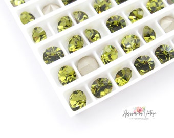 Crystal Khaki Green Chatons 29ss Preciosa Maxima Point Back 6mm Stones - 12 or 6 pcs