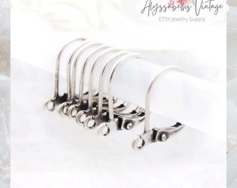 Antiqued Silver Ox Finish Leverback Earring Lever Back Earring Hooks Findings with Ring Jewelry Supply - 12