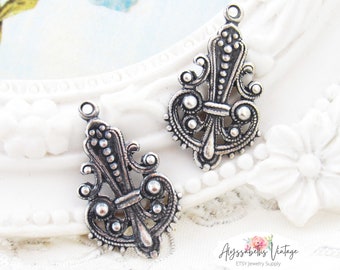 Ornate Antiqued Silver Ox Victorian Filigree Teardrop Earring Dangle Drop Charm 22x13mm - 4