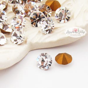 ss28 Clear Crystal Preciosa Optima Crystal Rhinestones, 6mm Czech Glass Loose Chatons Gold Foiled Backs Replacement Stones - 10