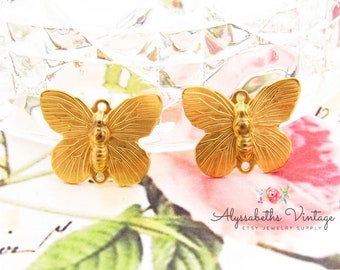 2 Ring Raw Brass Butterfly Connectors Brass Stampings Insect Stamping – 4