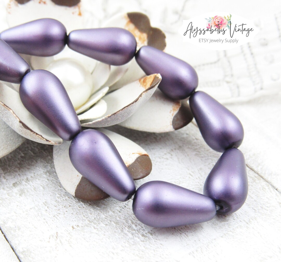 Teardrop Beads - Purple Jellyfish