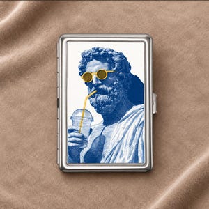 Metal Cigarette Case,  Funny Greek Statue Joint Holder, Slim Wallet & ID Holder