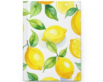 Hardcover dagboek met citroenpatroon, levendig briefpapiercadeau