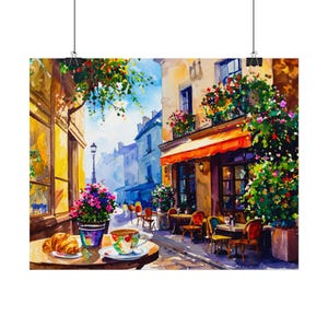 Charming Paris cafe Watercolor Posters, Vintage Cafe Wall Art, Decorative Prints for Home, Dorm art, Art for Kitchen, Gift for Art Lovers