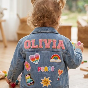 Personlig jeansjacka för småbarn | Broderat namn, namnlappar (pojkar och flickor)