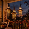 Lighted Witch Hat Hanging Decor, LED Halloween Party Decor product logo