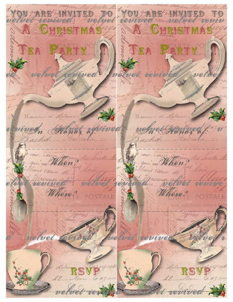 Printable Christmas Tea Invitations Instant Download - Etsy