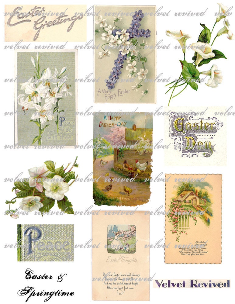 Easter and Springtime Digital Collage Sheet Easter - Etsy