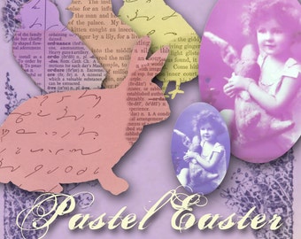 Pastel Easter - Easter Images for Your Springtime Projects - Digital Collage Sheet - Instant Download - Easter Clip Art - Easter Garland