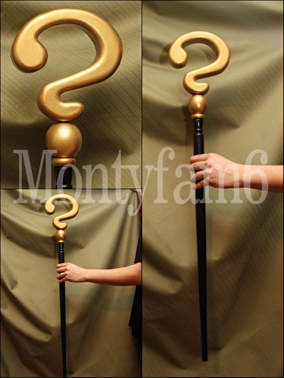 Riddler Cane Gold Black Question Mark Costume Walking Stick Prop Cosplay  Comic Con