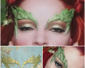 Poison Ivy Eye Mask leaf Eyebrow Peridot Green  Costume Mask Cosplay COmic COm ELF Mother Earth