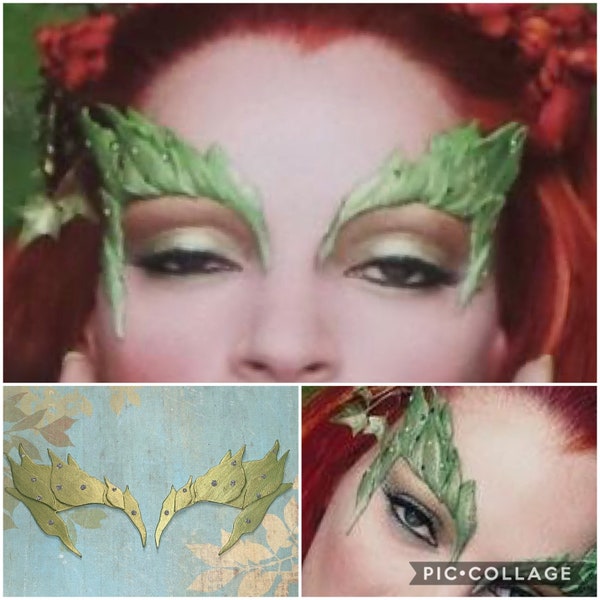 Poison Ivy Eye Mask leaf Eyebrow Peridot Green  Costume Mask Cosplay COmic COm ELF Mother Earth