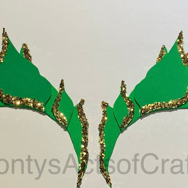 Poison Ivy Eye Mask leaf Eyebrow Green w/ glitter trim Costume Mask Cosplay COmic COm ELF Mother Earth