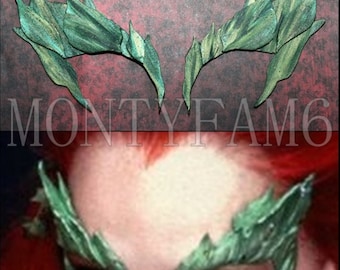 Poison Ivy Leaves Eyebrow Eye Mask Green Blend Dusted w/ GLITTER Leaf Elf fairy cosplay comic con