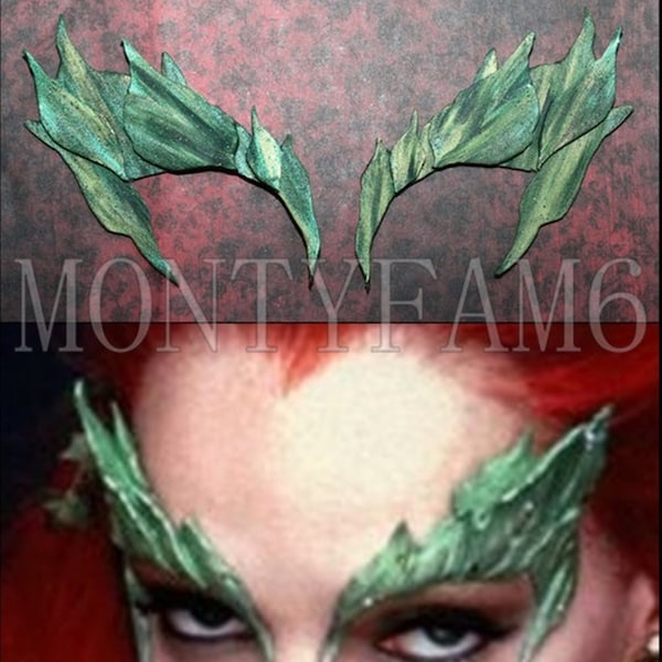 Poison Ivy Leaves Eyebrow Eye Mask Green Blend Dusted w/ GLITTER Leaf Elf fairy cosplay comic con