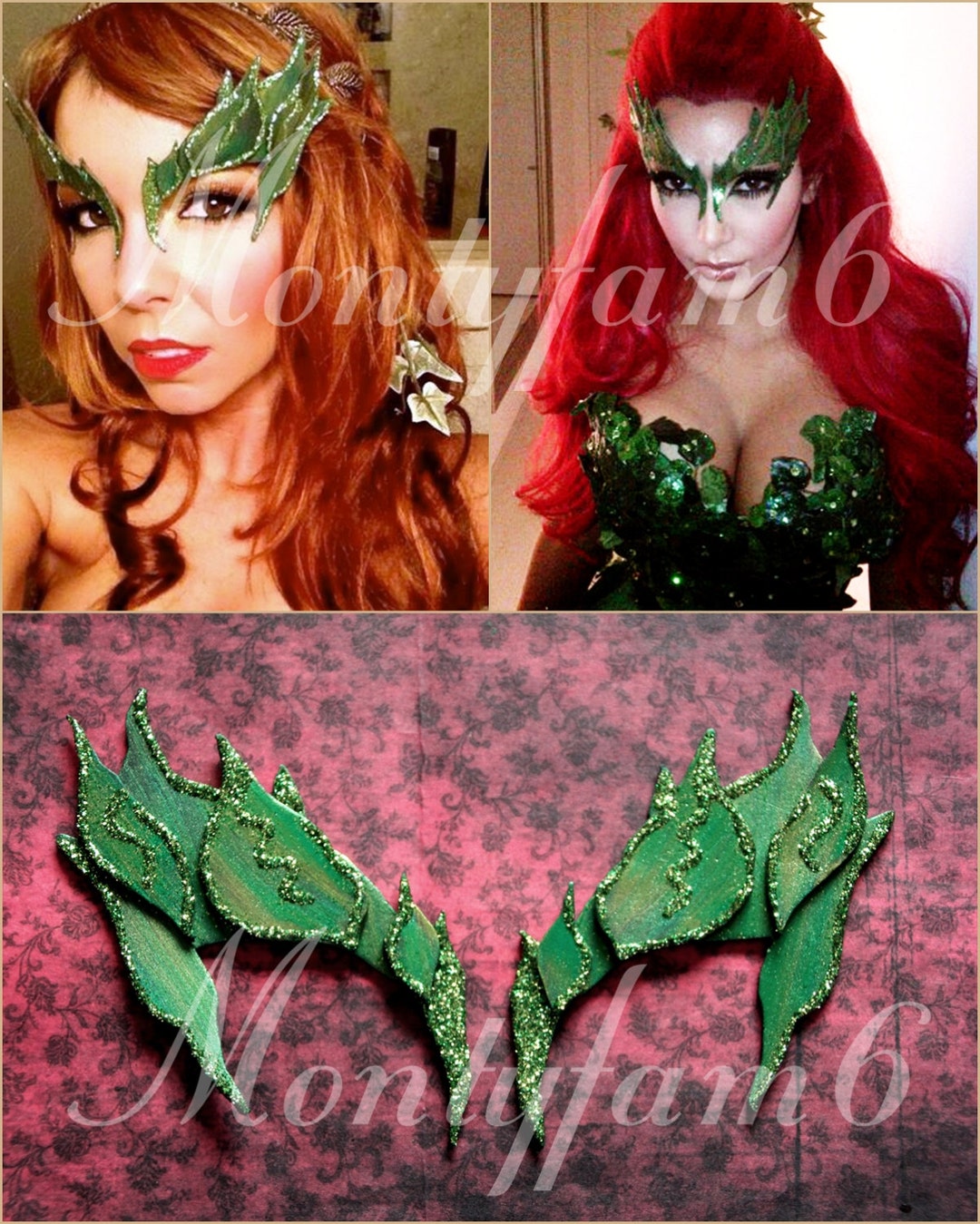 Poison Ivy Leaves Eyebrow Eye Mask GREEN W/ Glitter Trim Costume Uma Fairy  Elf Mother Earth Cosplay Comic Con - Etsy