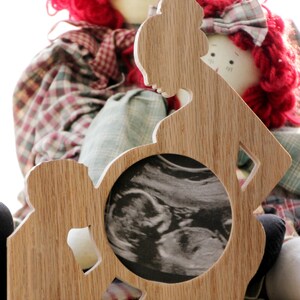 COUPLE First Photo Ultrasound Sonogram Wood Picture FRAME Silhouette Baby bump Expectant mother Father photo display Keepsake image 3