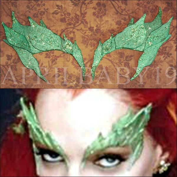 Poison Ivy Leaves Eyebrow Eye mask Comic Con Cosplay Glittery Crystal Green color Leaf Costume Elf