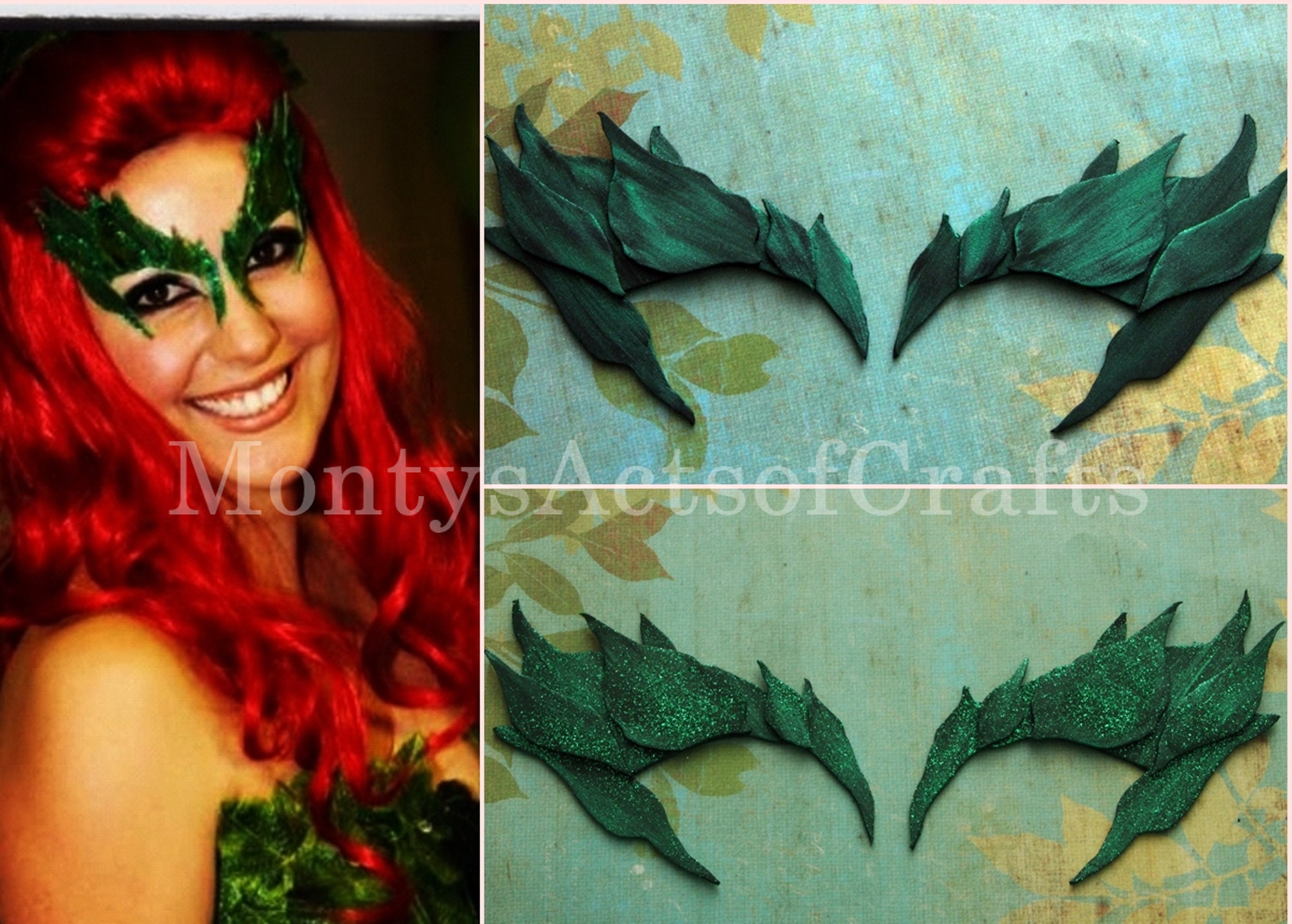 Poison Ivy Leaves Eyebrow Eye Mask Dark Ivy Green Leaf ELF Fairy Cosplay  Comic Con - Etsy
