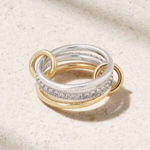 Anel de Prata de Lei 925 com Elos Múltiplos, Anel com Múltiplas Faixas, Anel com Faixas Interligadas, Aliança de Casamento, Anel Empilhável, Aliança de Casamento, Presente para Ela