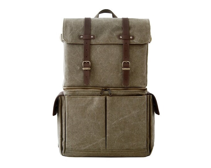 JOURNEYMAN / Camera + Laptop Backpack / Green Canvas