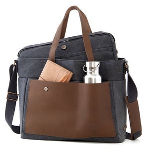 Sac à langer, sac messager, sac d'école, avec pochette pour ordinateur portable, pochette pour iPad, cadeau de naissance, cadeau pour maman, cadeau pour papa, futurs parents, LOFT, Gris image 1