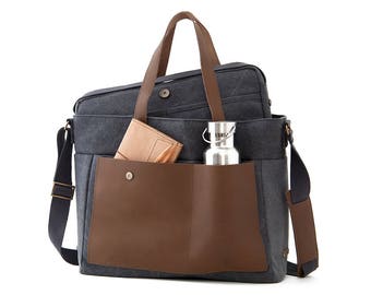 Bolsa de pañales, bolsa de mensajero, mochila escolar, con funda para computadora portátil, funda para ipad, regalo de baby shower, regalo para mamá, regalo para papá, futuros padres, LOFT, gris