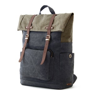 Lona gris, mochila para portátil, bolsa de trabajo, mochila escolar, bolsa unisex, para computadora portátil de 13 pulgadas, computadora portátil de 15 pulgadas, bolsa de macbook, CITYCARRY imagen 2