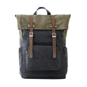 Lona gris, mochila para portátil, bolsa de trabajo, mochila escolar, bolsa unisex, para computadora portátil de 13 pulgadas, computadora portátil de 15 pulgadas, bolsa de macbook, CITYCARRY imagen 1