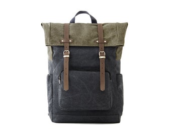 CITYCARRY / Laptop + Travel Backpack / GY+GN Canvas