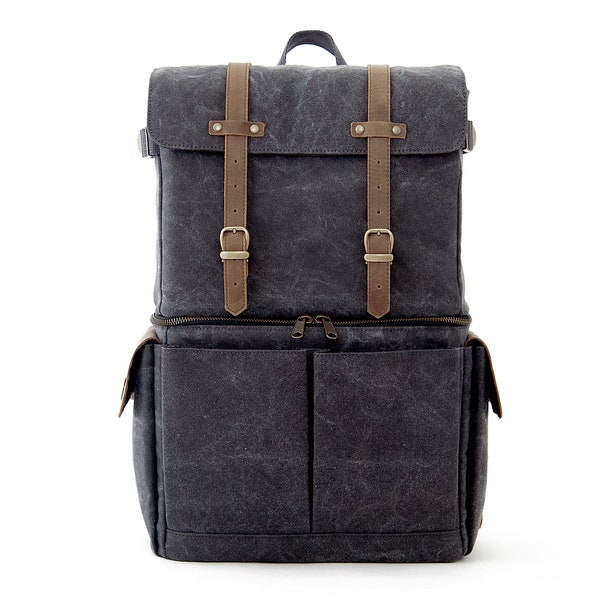 Camera Backpack, School Bag, Travel Bag, hiking backpack, for 13 inch laptop, 15 inch laptop, macbook bag, JOURNEYMAN, Gray Canvas