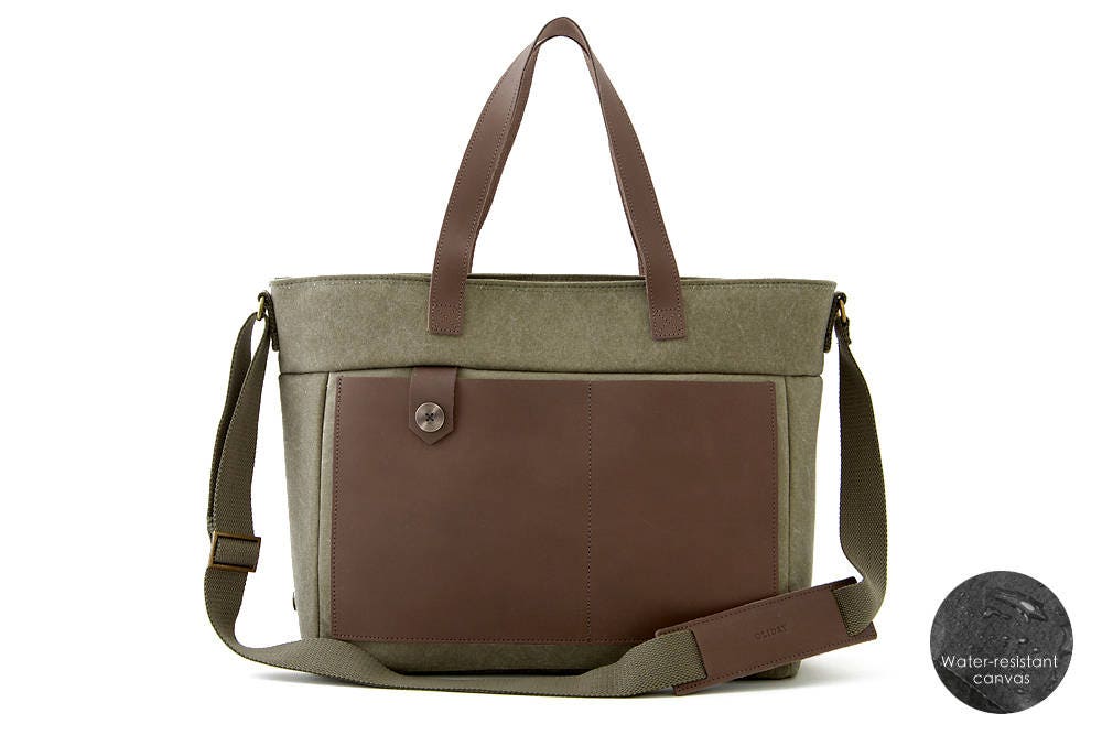 LOFT / Diaper Tote Bag / 13 Laptop School Bag / Green Canvas