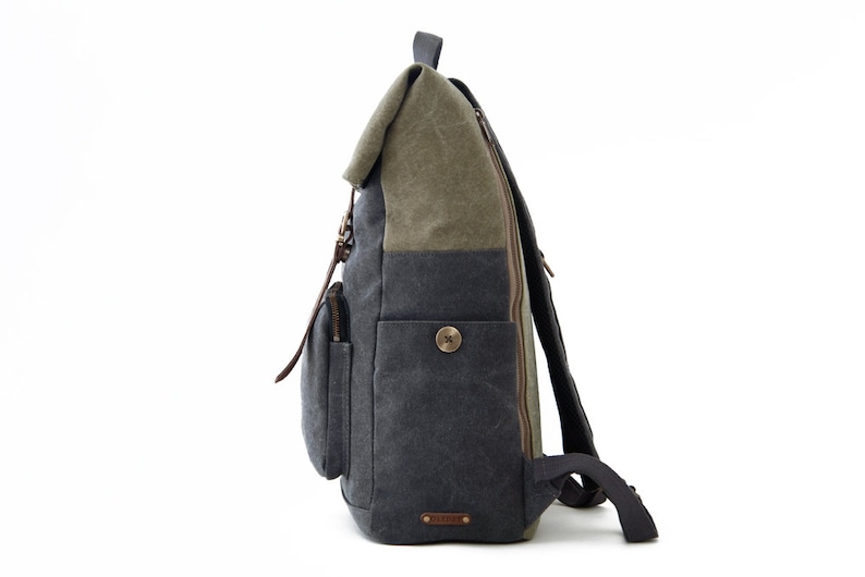 Lona gris, mochila para portátil, bolsa de trabajo, mochila escolar, bolsa unisex, para computadora portátil de 13 pulgadas, computadora portátil de 15 pulgadas, bolsa de macbook, CITYCARRY imagen 3