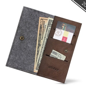 Comprar Cartera plegable W1026 de 100 % fieltro de lana y piel en línea