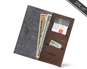 Buy 100% Wool FELT & Leather W1026 Bifold Wallet Online