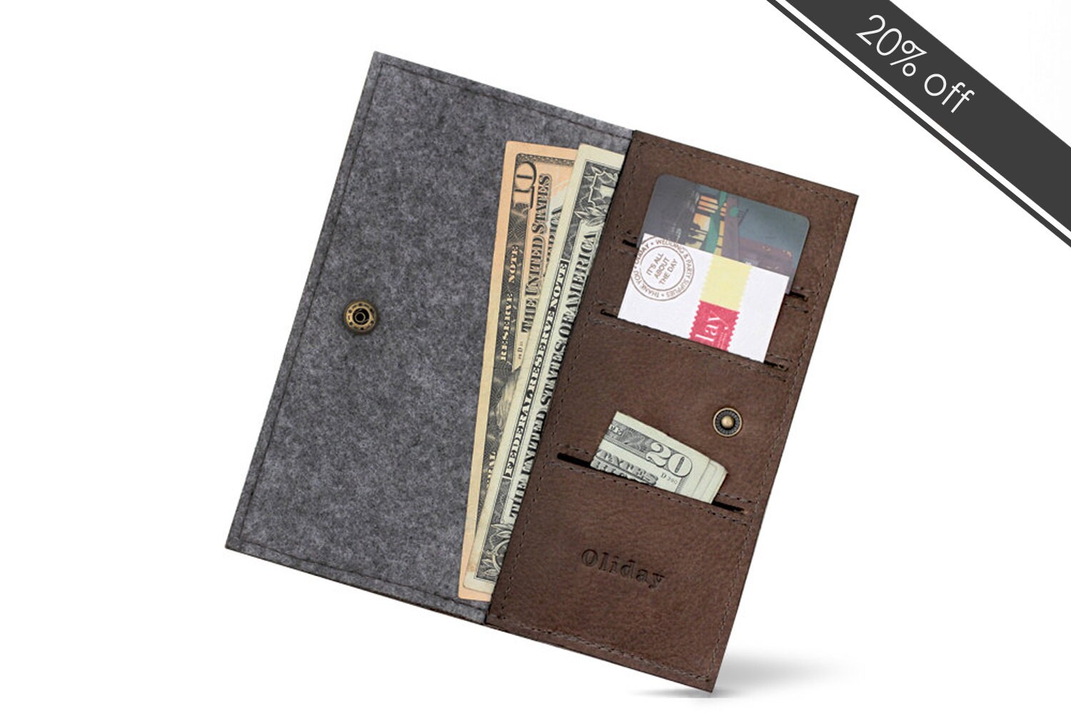 Buy 100% Wool FELT & Leather W1026 Bifold Wallet Online